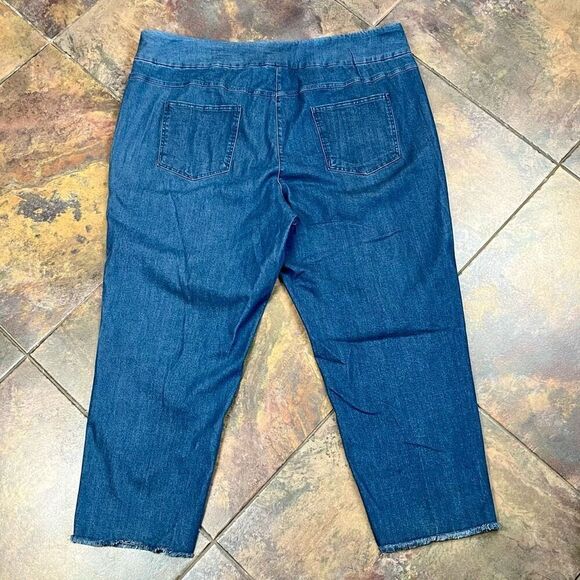 Ruby Rd. Pull-on Straight Denim Fringe Bottom Jeans 3X - Picture 7 of 8